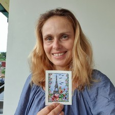 Paris Eiffel Tower Floral Art Romantic Gift for Her Wall Decor ACEO 1