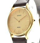 Vintage [Near MINT] SEIKO Dolce 8N41-6010 Gold Dial Quartz Men's Watch JAPAN