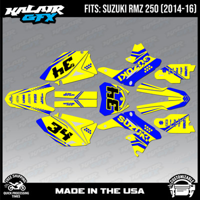 Graphics Decal Kit For Suzuki RMZ250 2014 2015 2016 Icon Series - Blue Shift