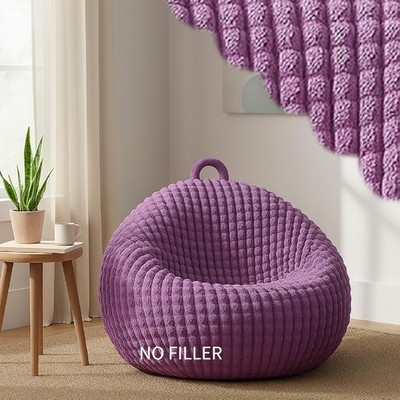 Bubble Faux Fur Stuffed Animal Storage Bean Bag Chair Cover (No Filler) Comfy