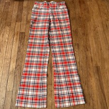 Vtg 70s Broomsticks by Glen Oaks Trousers Mens 31x35 Plaid Disco Bell Bottoms