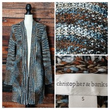 Christopher  Banks Cardigan Sweater Size S Multicolor Knit Open Front