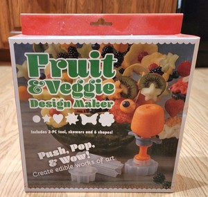 Fruit & Veggie Design Maker-3Pc Tool, Skewers, & 6 Shapes-NIB