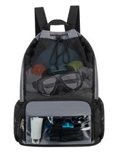 Drawstring Backpack Sandproof Beach Backpack with Shoe Compartment Wet Pocke...