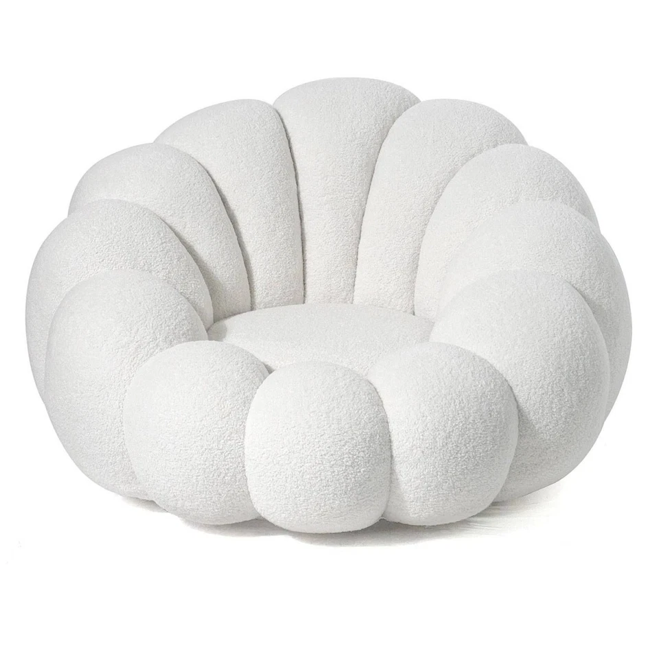 Fauteuil Design Coquillage "Bouclette" 98cm Blanc - Photo 1/4