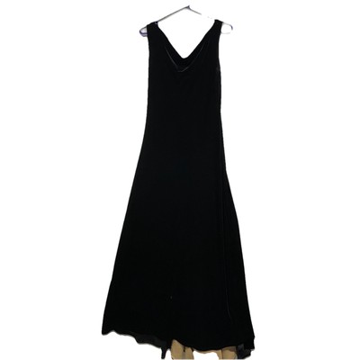 Jeffrey & Dara Long Dress Women s 6  black Stretch Velour w Small Burnout Train