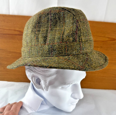 Vintage Marks Spencer Wolle Tweed Trilby Hut Herren Country Freizeit 6 3/4 - 6 7/8