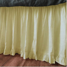 3 Sided Solid Ivory Open Corner Bottom Ruffle Gathered Bed Skirt 600 TC Cotton