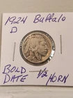 1924d Buffalo Nickel. Has Nice Detail With Bold Date And 1/2 Horn. Eye Appeal.