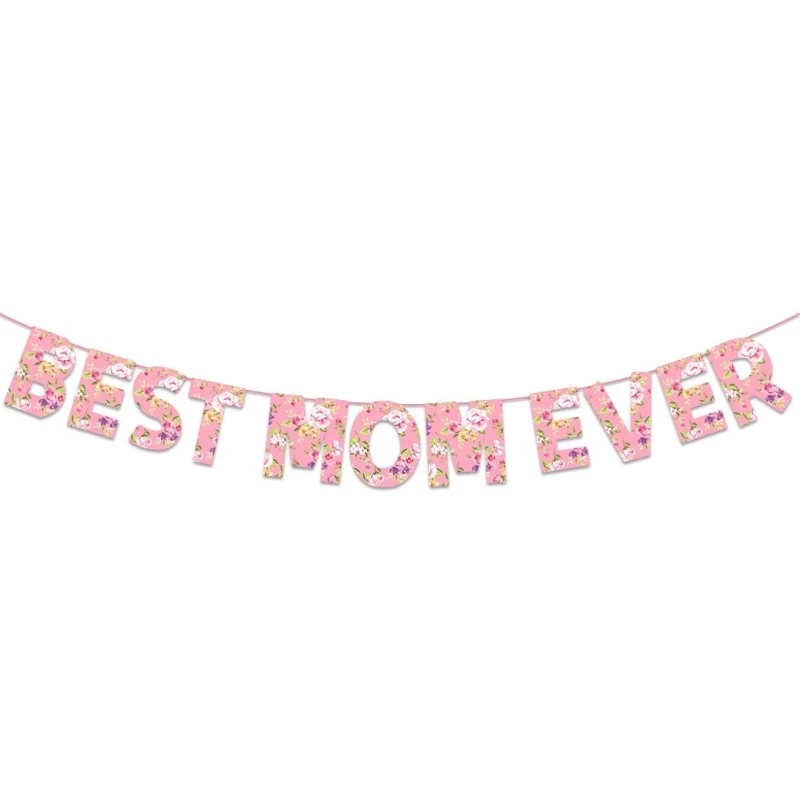 Feliz Día de la Madre Bandera Día de la Madre Fiesta Decoración Bunting para Mujer Foto 4 de 4