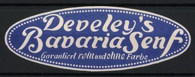 Embossed Advertising Stamp Develey's Bavaria Mustard, Guaranteed Pure and No Color 