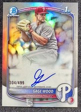 Gage Wood 2025 Bowman Draft Chrome 1st Prospect Refractor /499 Auto #CPA-GW