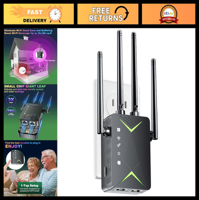 WiFi Signal Booster Extender, 15,000 Sq Ft Coverage, Connect 60 Devices, Easy Se