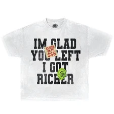 IM GLAD YOU LEFT Boxy Vintage Shirt Graphic T-shirt Oversized Streetwear Y2K Uni