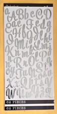 Alphabet/ Numbers Letters/ Stickers/ Sweetheart Script Silver Foil /62 pieces