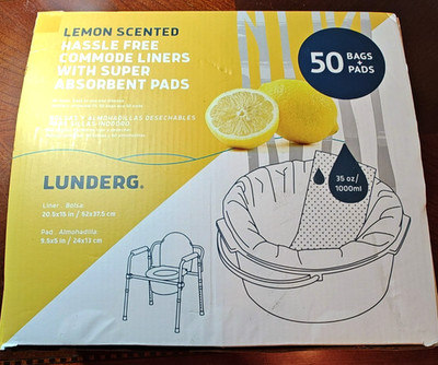 Lunderg Commode Liners w/Lemon Scented Absorbent Pads - 50 Count