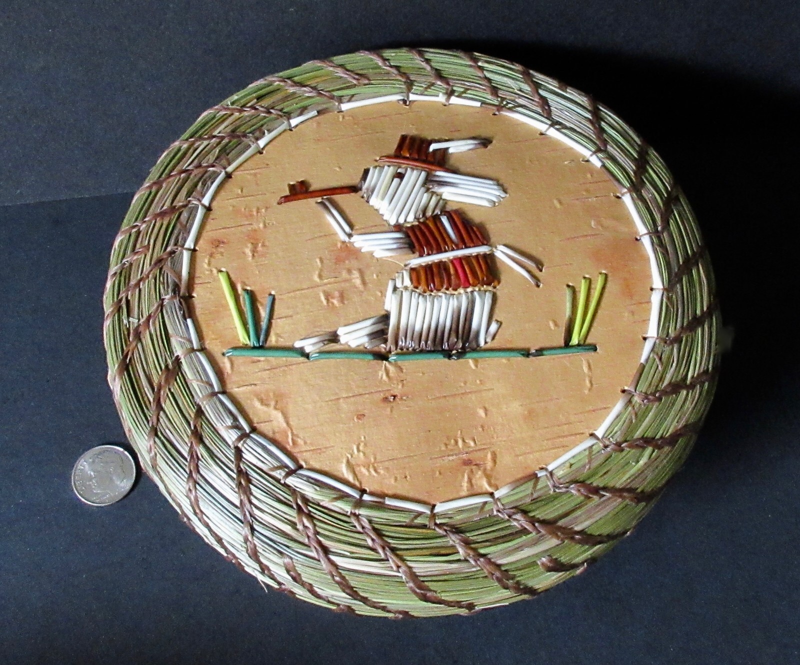 Pipe Smoking RABBIT Wabanaki legend on sweetgrass basketPaul St