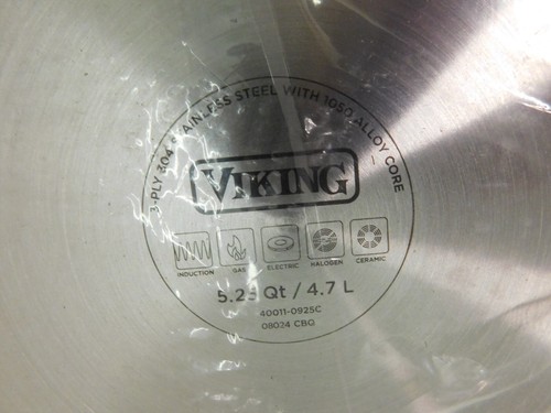 NEU Viking 3-lagig Edelstahl 5,25 qt Bratpfanne Glasdeckel Helfer Griff - Bild 7 von 8