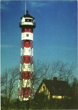 View of Krautsand Top Fire, Lighthouse In Elbe, Germany Postcard