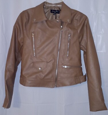 Ladies Love Tree Brown Faux Leather Motorcycle Jacket Small
