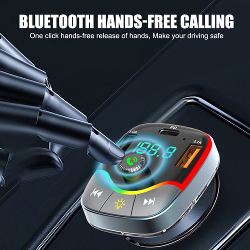 Car Wireless Bluetooth 5.3 FM Transmitter MP3 Player USB PD Car Charger Adapter - Picture 5 of 9