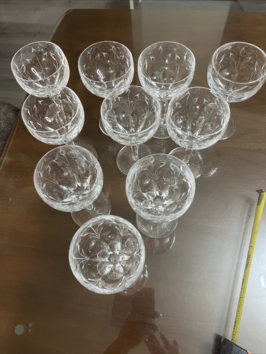 10 Cut Crystal Wine Glasses 24% Lead crystal 6 3/4”x 3 3/4”- Beautiful Antique - Picture 12 of 17