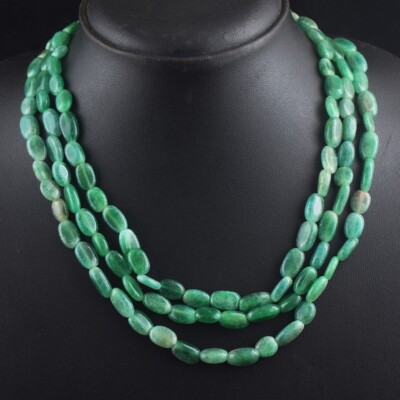 3 Strang hervorragendes Muster grüner Aventurin 365,00 kt Halskette Schmuck VK 16 E549