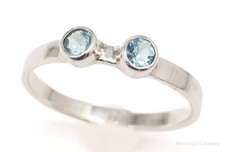 Vintage Blue Topaz Sterling Silver Ring - Size 8