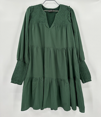 Pomander Place Tuckernuck Women's Ceci Mini Swing Dress Jaguar Green Smock  sz M* | eBay