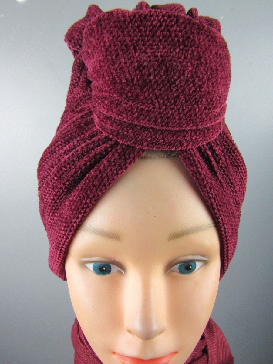 Ahead Women's Burgundy Maroon Turban Head Wrap Size X small