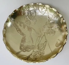 Arthur Armour Anodized Aluminum Butterflies Dogwood Hammered Bowl 5.5”