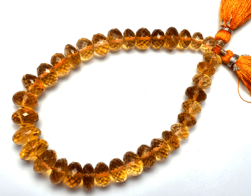 8" Natural GOLDEN DARK Citrine FACETED Rondelle Briolettes Beads 6 TO 11 MM - Picture 2 of 2