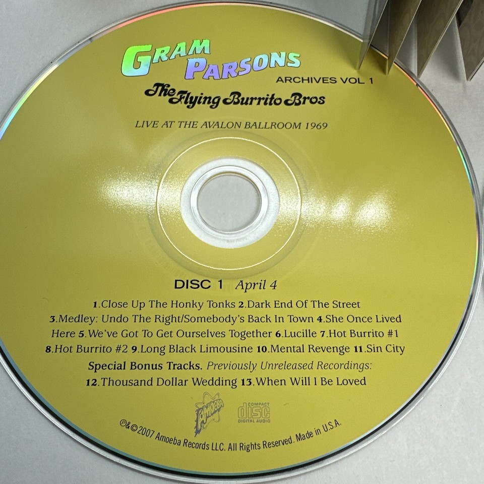 Gram Parsons Archive Vol. 1 Avalon Ballroom 69 Flying Burrito Bros.(2) CD FL AU eBay