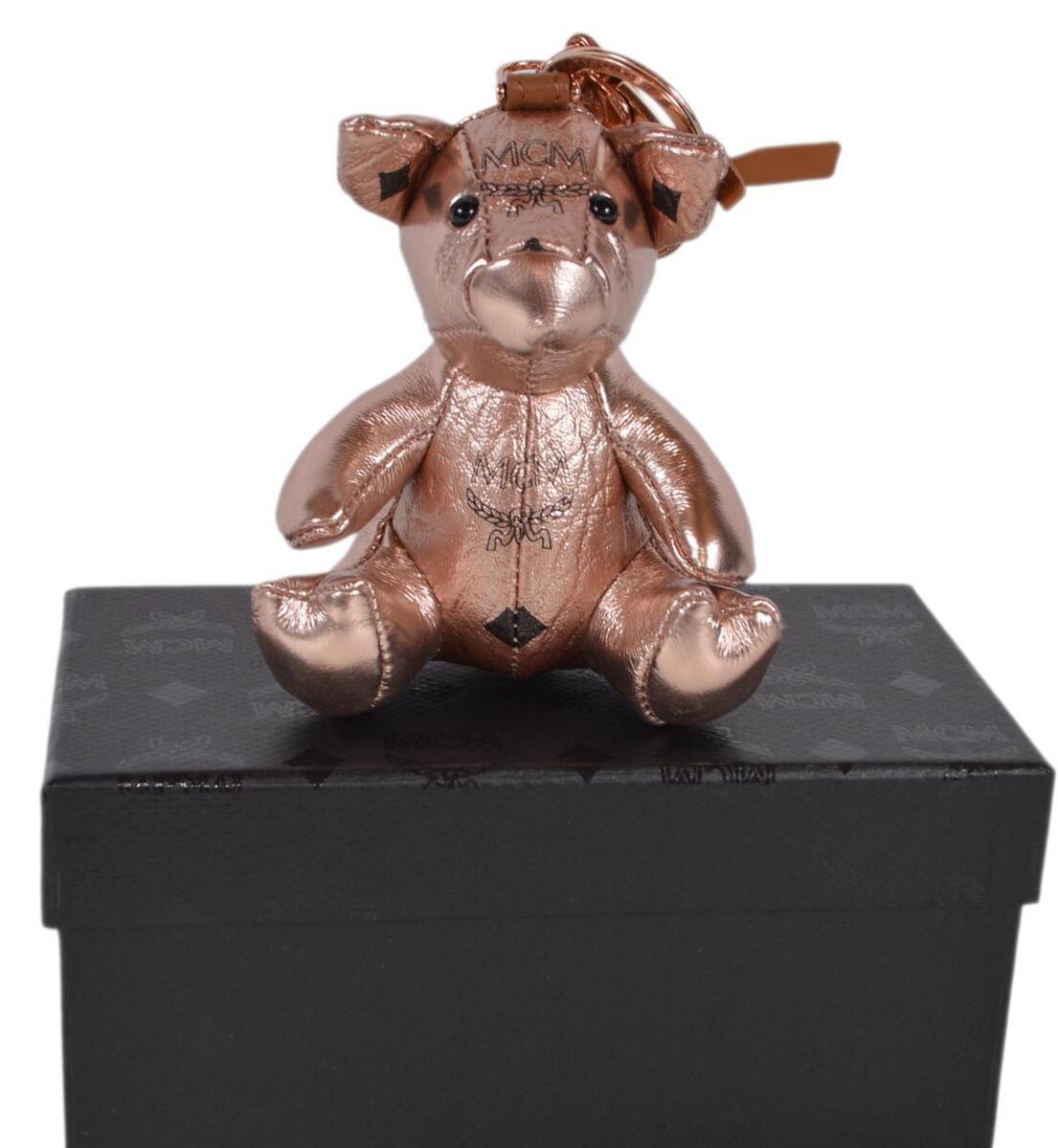 MCM★素敵!Champange Gold llic Visetos Pig Key Ring New MCM $250 Zoo Champagne Gold Visetos PIG Keychain Ring