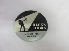 VINTAGE ADVERTISING TYPEWRITER RIBBON  BLACK HAWK COLLECTIBLE TIN  S-1813 thumbnail