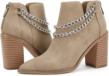 NEW BOX Ankle Boots Chunky Block Back Zipper Booties boots W  Double Chain 10