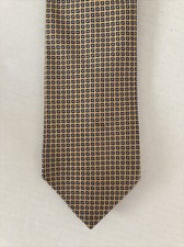 Tommy Hilfiger Men's Necktie Tie Silk Yellow Blue Squares Made in USA
