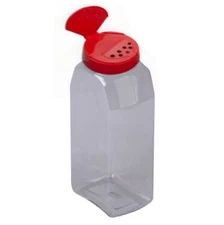 6 Pack 32 Oz Plastic Spice Jars with Red Cap, Clear and Safe Plast...