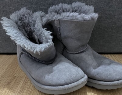 Girls Grey UGG Mini Bailey Bow Ankle Boots UK