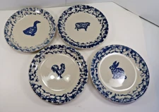 4 FOLK CRAFT ANIMALS BY TIENSHAN SALAD PLATES 7 3/4