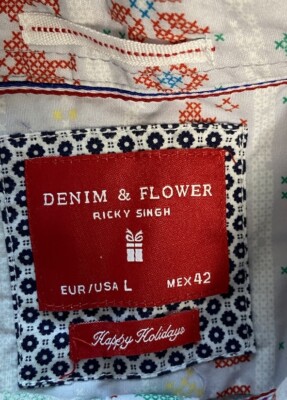DENIM & FLOWER Ricky Singh Button Up CHRISTMAS CROSS STITCH SHIRT