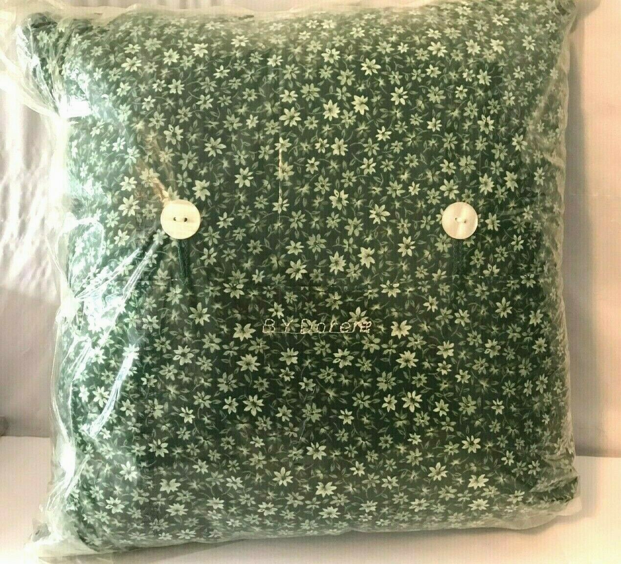 Funky Handmade Designer Art Lady Throw Pillow 13" X  13" NEW Green Calico NEW 