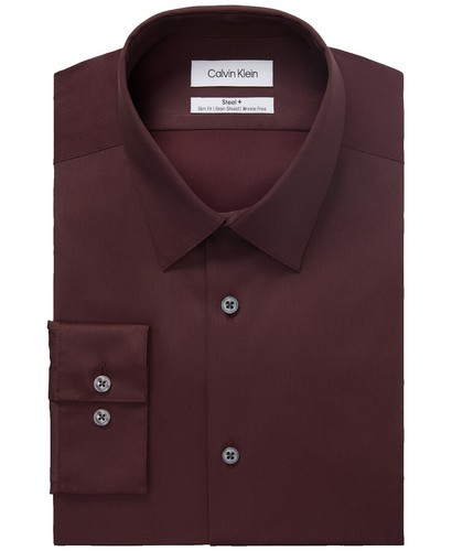 CALVIN KLEIN Mens Gray Collar Slim Fit Cotton Dress Shirt L 16/16.5 - 34/35  | eBay