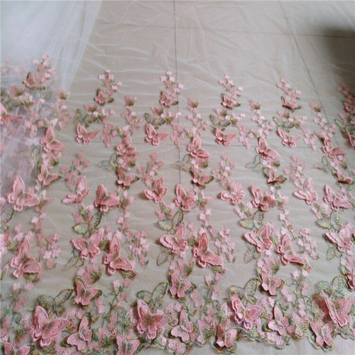 3D Butterfly Embroidery Fabric Lace Tulle Wedding Party Dress Costume Fairy Soft - Picture 6 of 17