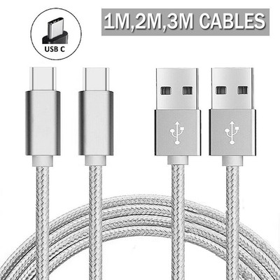 Nylon Schnelllade USB C Typ-C Data Telefon Ladekabel 1M 2M 3M For Samsung Huawei