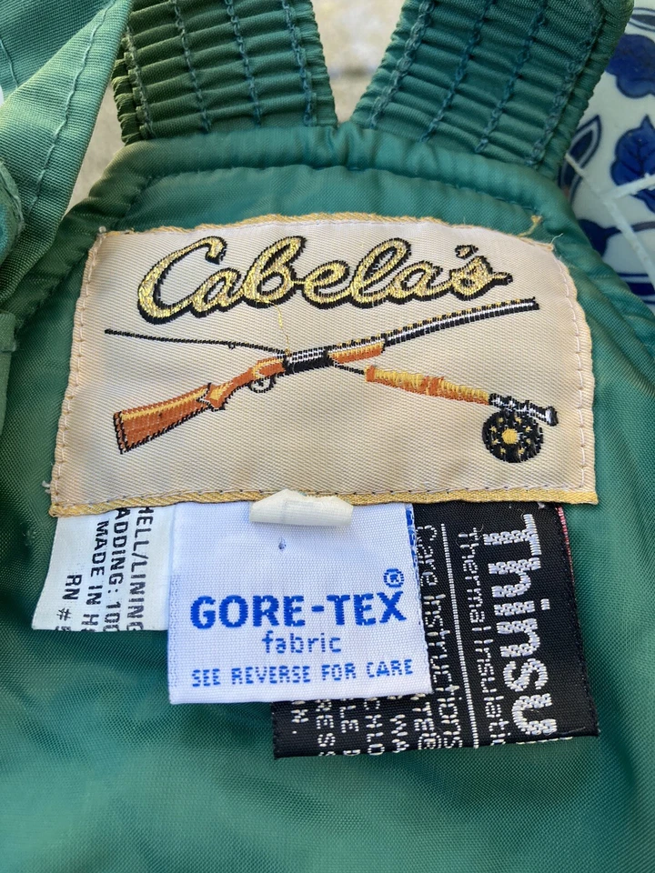 🔥 VTG CABELA'S GREEN GORE-TEX THINSULATE HUNTING BIB OVERALLS L COVERALLS - Image 3 of 4