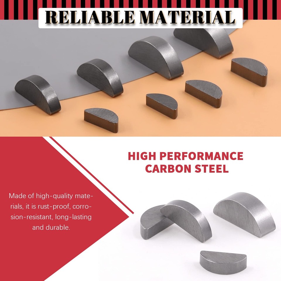 LANTRO JS 100 Chiavi Woodruff In Acciaio 45# - 13x5x3mm | Kit Chiavi Mezzaluna Per Meccanica - Foto 4