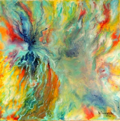 Oeuvre mixte originale titre ;  Abstraction :'' Tourbillon vision V! ''