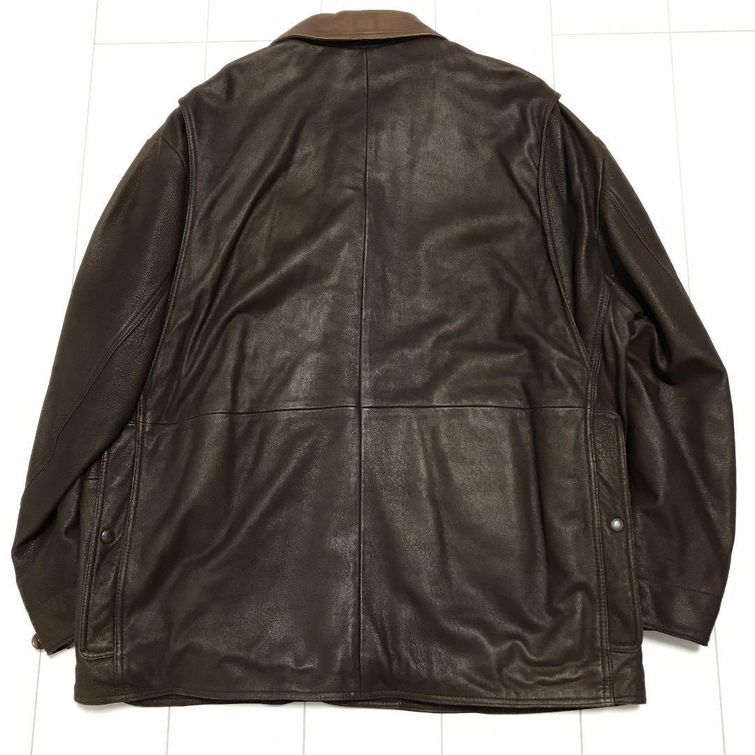 90'S Vintage Old Clothes Argyle Club Leather Hunting Jacket Men's