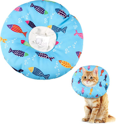 Soft, Cute Cat Donut Adjustable Recovery Collar - Comfortable Anti-Bite Neck Con